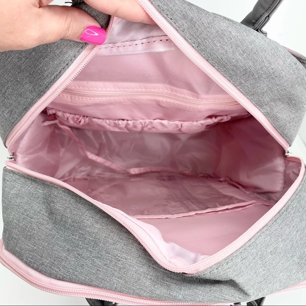 Disney Mickey Mouse 14 Pocket Multi-piece Backpack Diaper Bag Pink Gray 🌟NEW🌟 - Picture 15 of 16